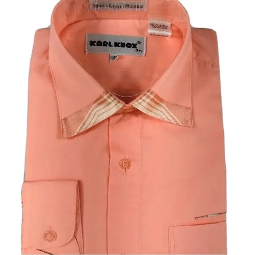 Boys Karl Knox Jr Peach Dress Shirt Single needle tailoring